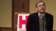 Orhan Pamuk, author of Snow and winner of the 2006 Nobel Prize for Literature, speaks at the Great World Texts student conference Monday at Union South. (Photos by Sarah Morton, College of Letters & Science)