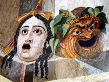 Tragic Comic Masks Hadrians Villamosaic